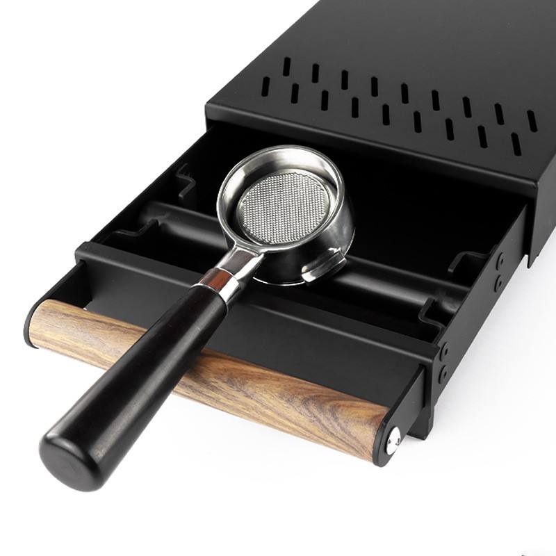 Cajón de caja de golpe de espresso, contenedor de golpe de café desmontable de acero inoxidable, caja de golpe de Barista duradera absorbente de golpes