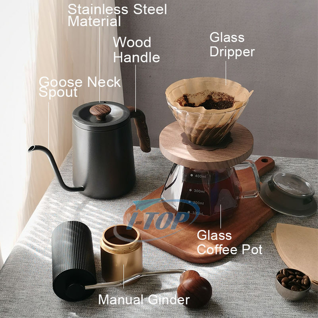 Gran oferta, juego de café V60, Mini molinillo de café Manual de grano de café portátil de acero inoxidable, venta al por mayor