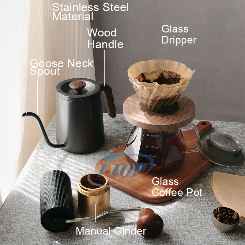 Gran oferta, juego de café V60, Mini molinillo de café Manual de grano de café portátil de acero inoxidable, venta al por mayor