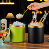 Enfriador portátil de 3L, cubo de hielo para vino y champán, cubo de hielo de acero inoxidable de doble pared con pinzas y tapa gruesa