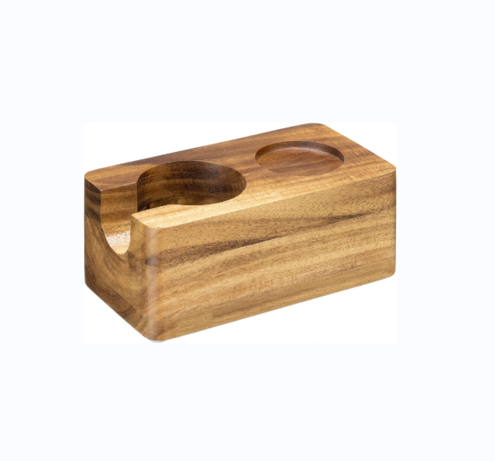 Estación de manipulación de café de madera - Soporte de manipulación de 51 mm para accesorios de máquina de espresso - Soporte de portafiltro de madera para cafetería