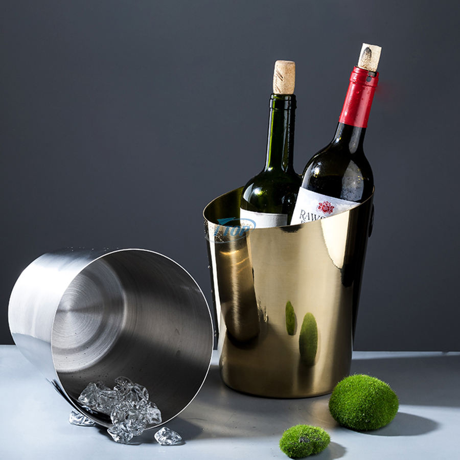 Cubo de hielo de vino de champán de diseño personalizado de 3 litros que se mantiene fresco durante horas Cubo de hielo aislado de acero inoxidable para bar de cócteles