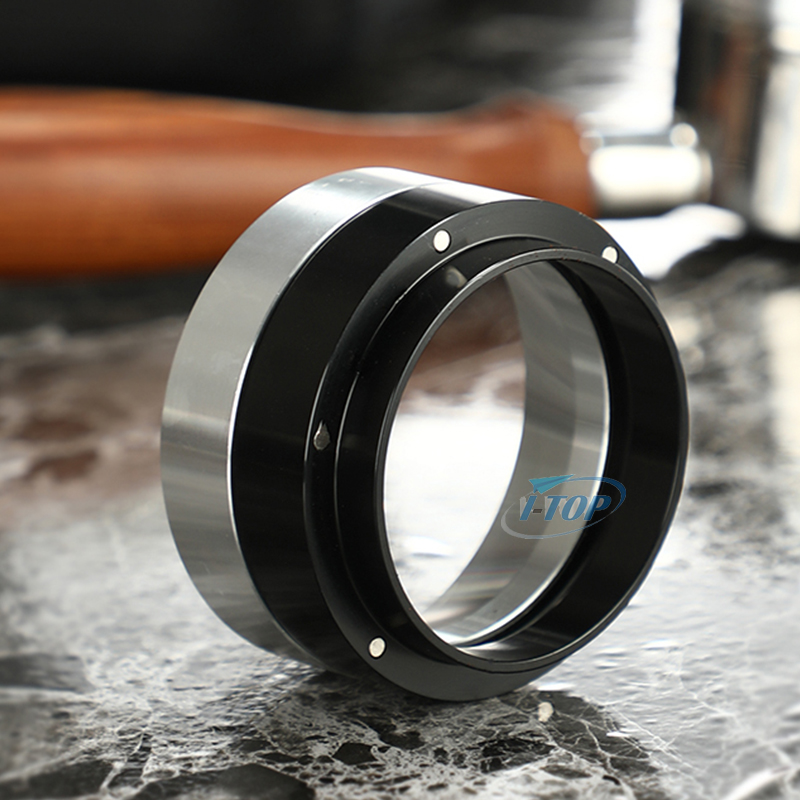 Embudo dosificador de espresso de 51mm/53mm/58mm anillo dosificador de café de acero inoxidable Compatible con portafiltro de 51mm/54mm/58mm