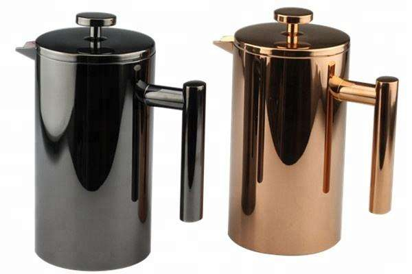 Prensa francesa espejo negro estilo clásico acero inoxidable 34 oz aislado doble pared cafetera prensa francesa con logotipo personalizado