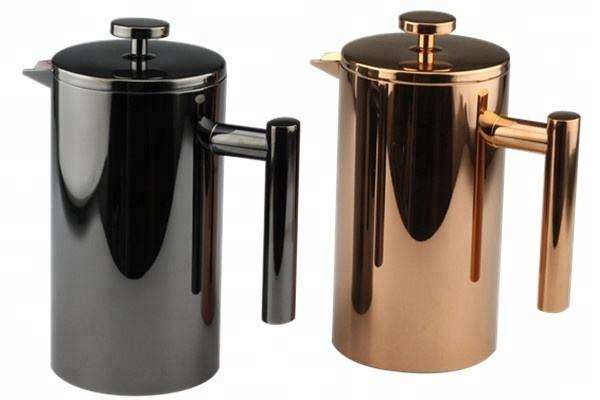 Prensa francesa espejo negro estilo clásico acero inoxidable 34 oz aislado doble pared cafetera prensa francesa con logotipo personalizado