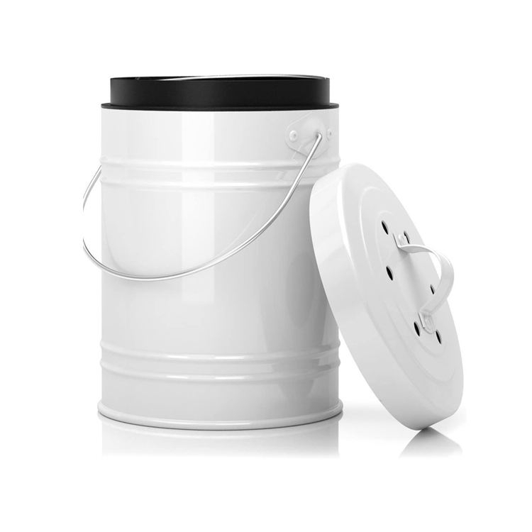 Cubo de basura para compost, cocina, interior, compost, desperdicios de comida, bote de basura con tapa, cubo para compost con filtro de carbón