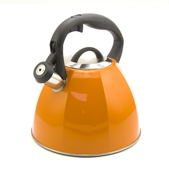 IT-CP1016 tetera silbante de acero inoxidable con pintura de Color plateado de alta calidad