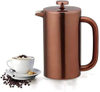 Cafetera de prensa francesa, ¡incluye pala con clip!Resistente a huellas dactilares, acero inoxidable con aislamiento de doble pared, 4 tazas grandes