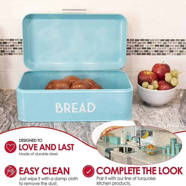 Cajas de almacenamiento de pan rectangulares de acero inoxidable de metal para cocina Contenedor de alimentos