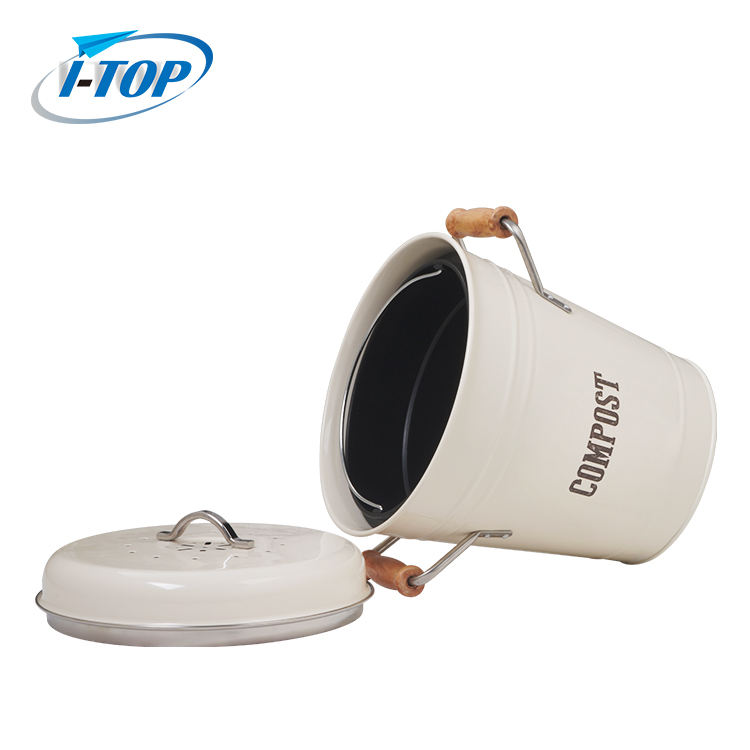 Contenedor de abono para cocina Encimera Contenedor de abono interior Cubo de abono para encimera con tapa 100% a prueba de herrumbre