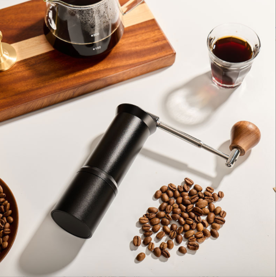 Molinillo de café Manual portátil para acampar de acero inoxidable CNC420, molinillo de café con mango de madera respetuoso con el medio ambiente, plegable, fácil de llevar