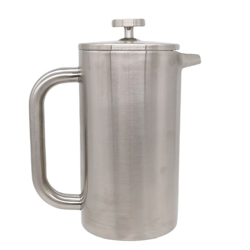 Prensa de café satinada, acero inoxidable, apta para lavavajillas, regalo de Navidad, oficina en casa, prensa francesa de doble pared