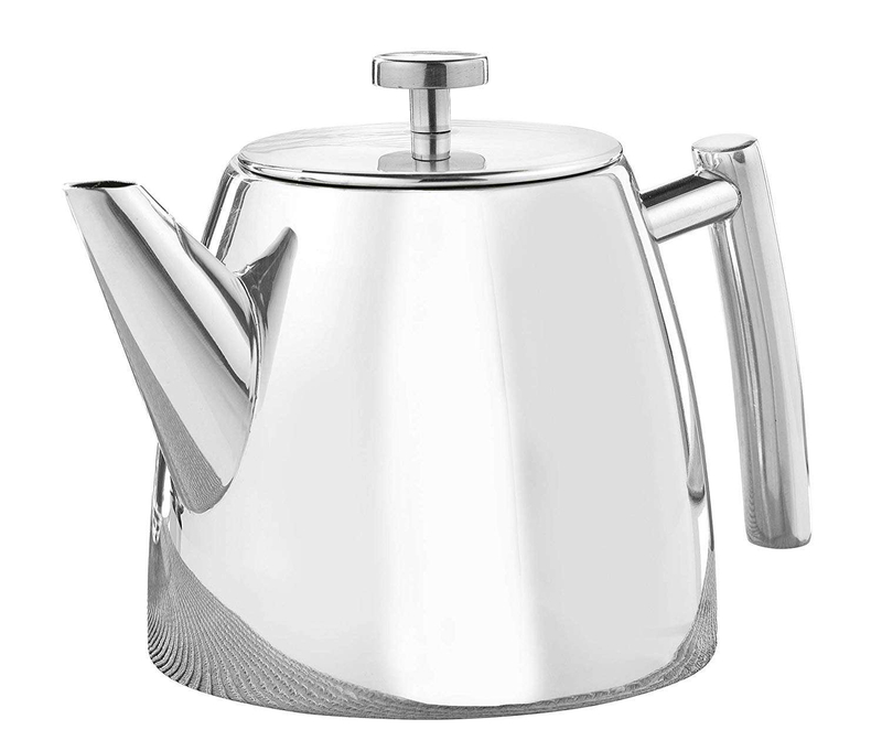 Tetera satinada resistente al calor de 1,2 L Tetera de acero inoxidable de doble pared con infusor