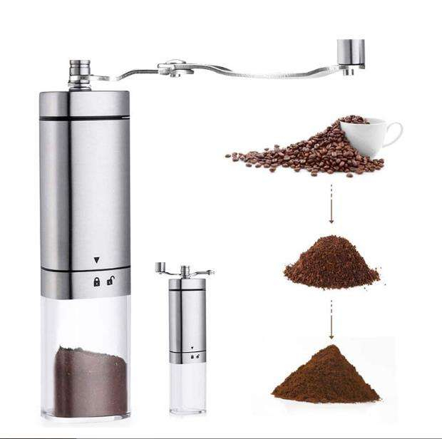 Molinillo de café de mano de prensa francesa espresso de goteo de cerámica ajustable de acero inoxidable