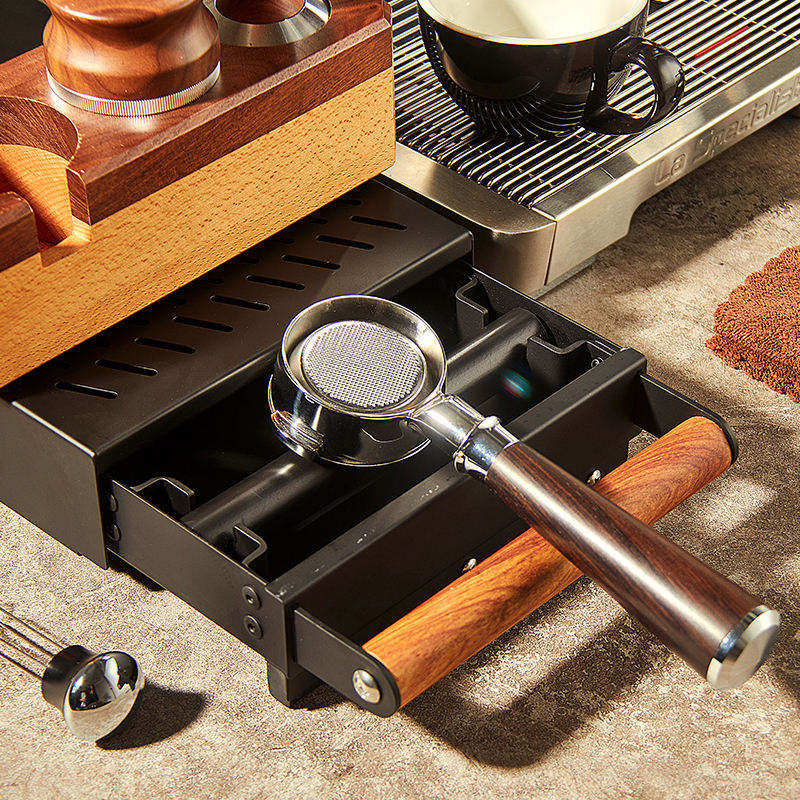 Barista Style Espresso Long Coffee Knock Bin Accesorios Cajón Acero inoxidable Knock Box Negro