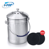 Contenedor de compost de acero inoxidable para encimera de cubo de abono de cocina para interiores de 1,0 galones con tapa sellada