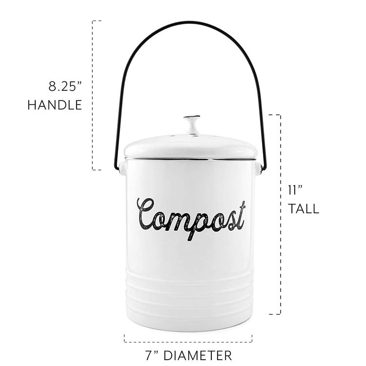 Compostador de 1,3 galones para encimera de cocina, a prueba de óxido, filtros antiolor para interiores, cubo de compostaje con tapa