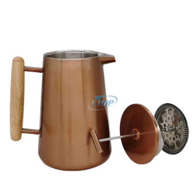 Cafetera de prensa francesa de acero inoxidable de grado 304, 34 oz (1 litro) con sistema de filtración de 4 niveles, prensa de café de doble pared
