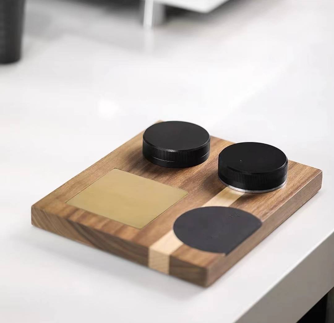 Espresso Tamper Base Accesorios Caja organizadora Compatible con todos los tamaños Espresso Marca Accesorios Estación de apisonamiento de nogal