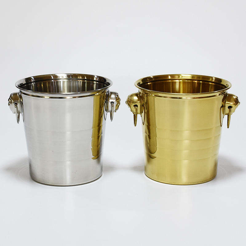 Cubitera de hielo de doble pared de Metal con tapa, pinzas para hielo y colador Cubitera de hielo aislada de 3L para coctelería, vino, accesorios de bar