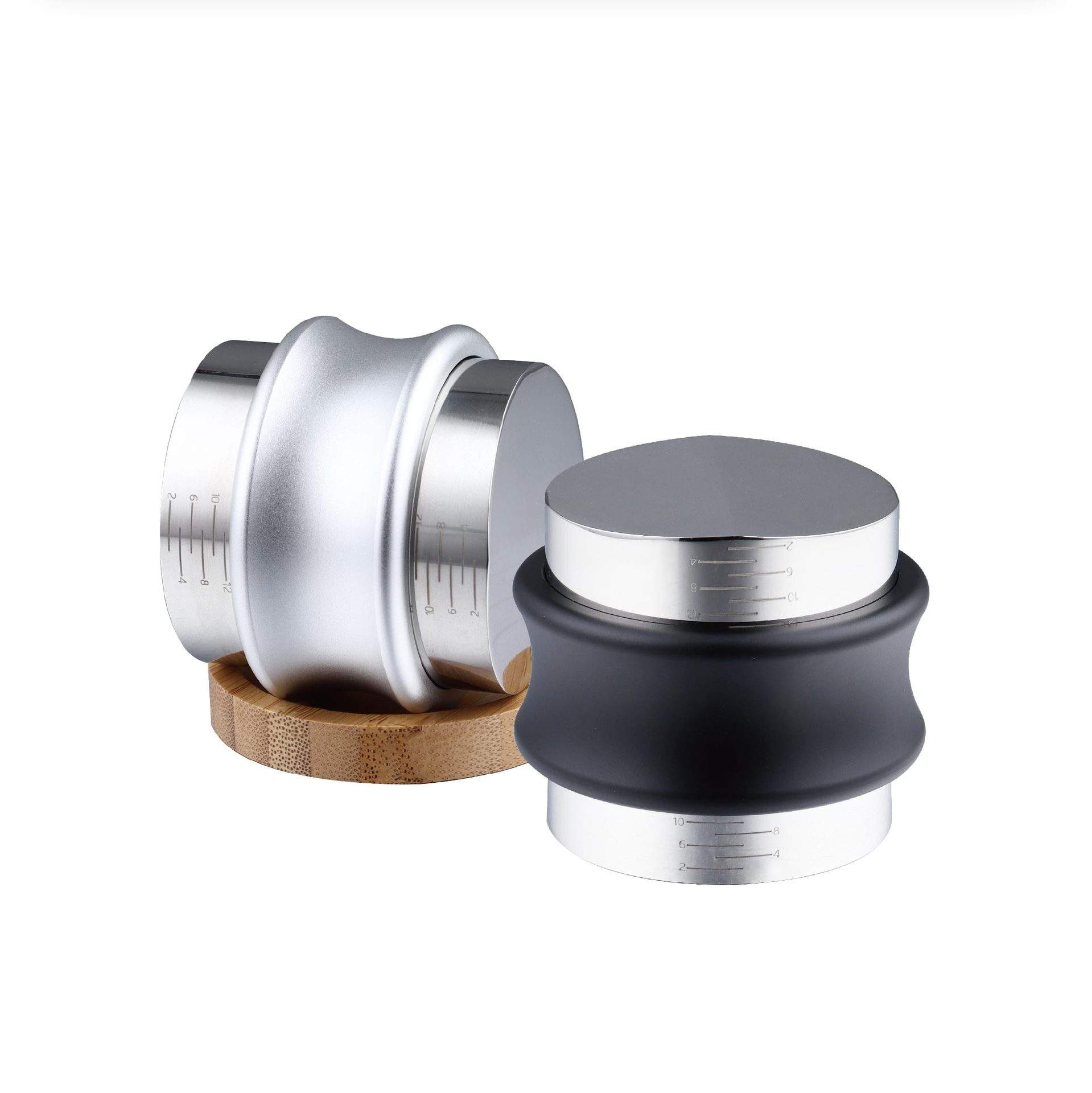Nivelador de distribuidor de café de 53,3 mm y manipulador manual, herramienta de prensado de espresso |Doble cara, profundidad ajustable |Espresso resistente ha