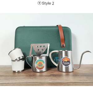 Juego de café portátil, nueva cerámica, Corea, Japón, juego de té y café con mango largo, herramientas hechas a mano, juego de regalo de café por goteo V60