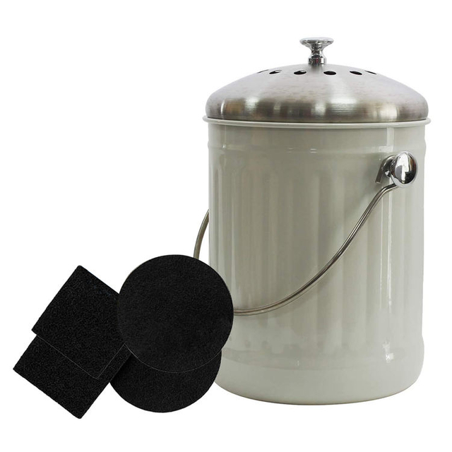 Cubo de cubo de compost de cocina de encimera de cocina de interior verde menta