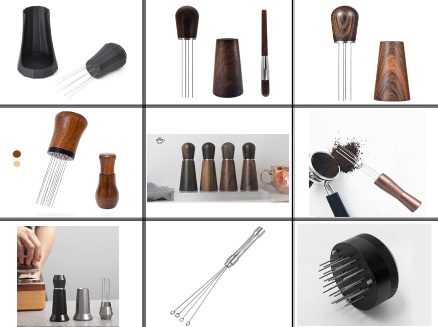 WDT Tool Espresso Coffee Stirrer Professional Barista 0.4mm Herramienta de distribución de agujas con soporte