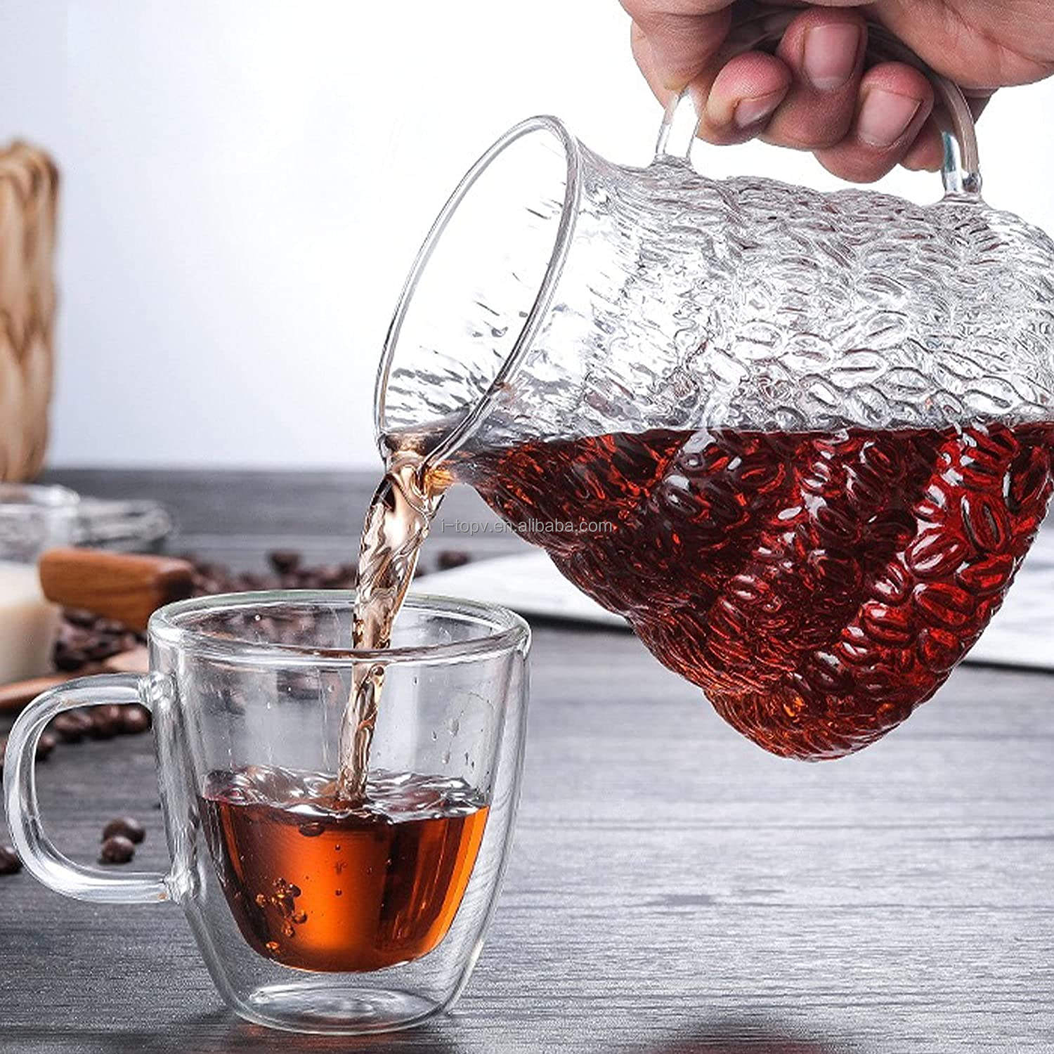 Cafetera de café en frío de vidrio con filtro de acero inoxidable