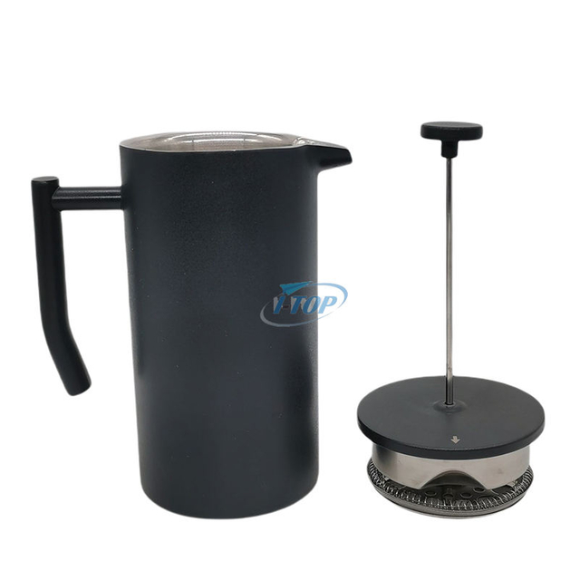 Prensa francesa Estilo clásico Acero inoxidable 34 oz Cafetera de doble pared aislada Prensa francesa con mango curvo