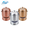 Contenedor de compost de acero inoxidable para encimera de cubo de abono de cocina para interiores de 1,0 galones con tapa sellada