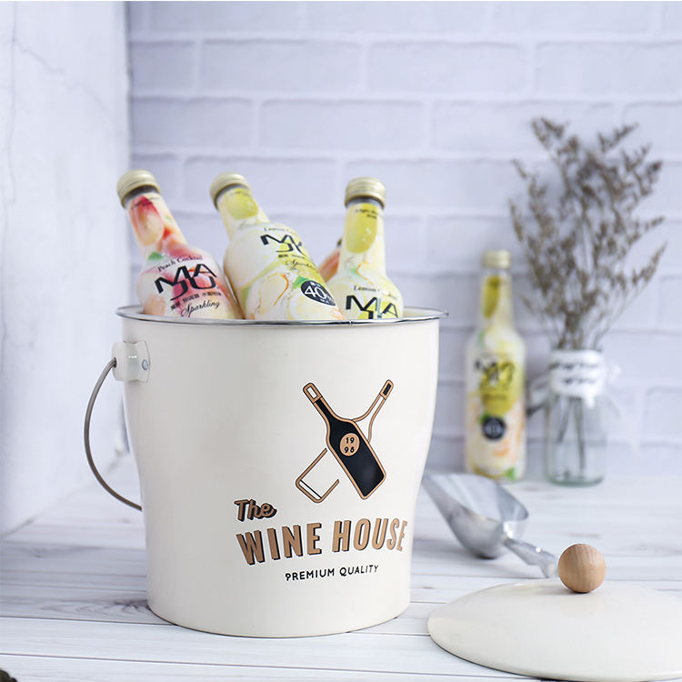 Gran oferta de Amazon, enfriador de bebidas de fiesta de doble pared, cubo de hielo de champán aislado de acero inoxidable con mango