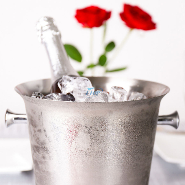 Cubo de hielo con aislamiento de acero inoxidable de doble pared con logotipo personalizado para fiestas, eventos y reuniones
