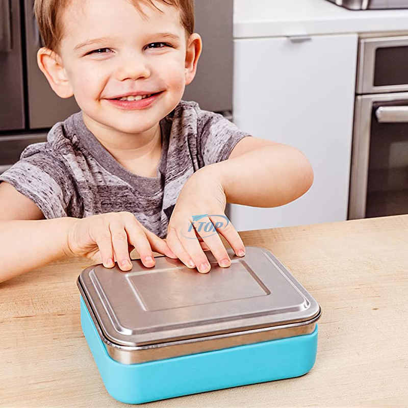Nueva llegada a prueba de fugas 3 compartimentos escuela niños estilo bento contenedor de almacenamiento de alimentos fiambrera de acero inoxidable fiambrera bento para