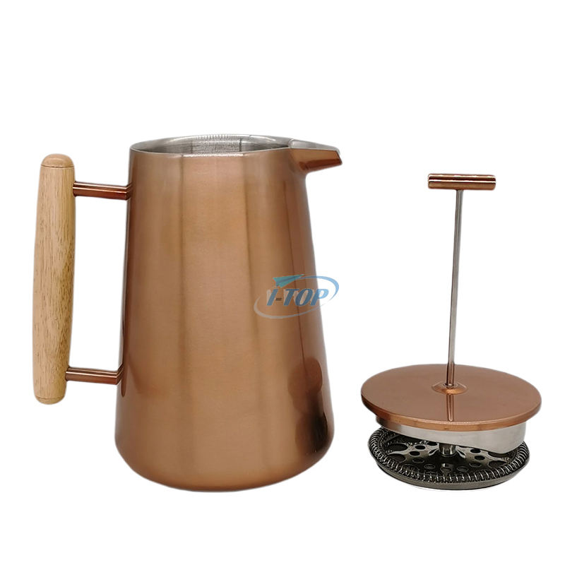 Cafetera de prensa francesa de acero inoxidable de grado 304, 34 oz (1 litro) con sistema de filtración de 4 niveles, prensa de café de doble pared