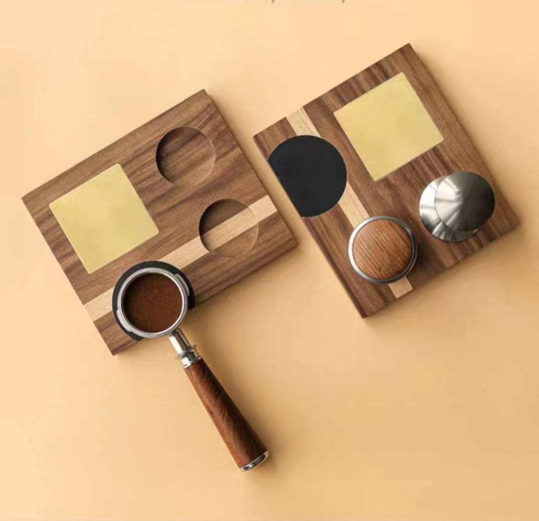 Espresso Tamper Base Accesorios Caja organizadora Compatible con todos los tamaños Espresso Marca Accesorios Estación de apisonamiento de nogal