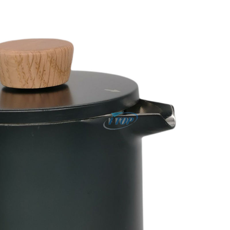 Cafetera de acero inoxidable 304 con mango de madera térmica aislada de doble pared de prensa francesa