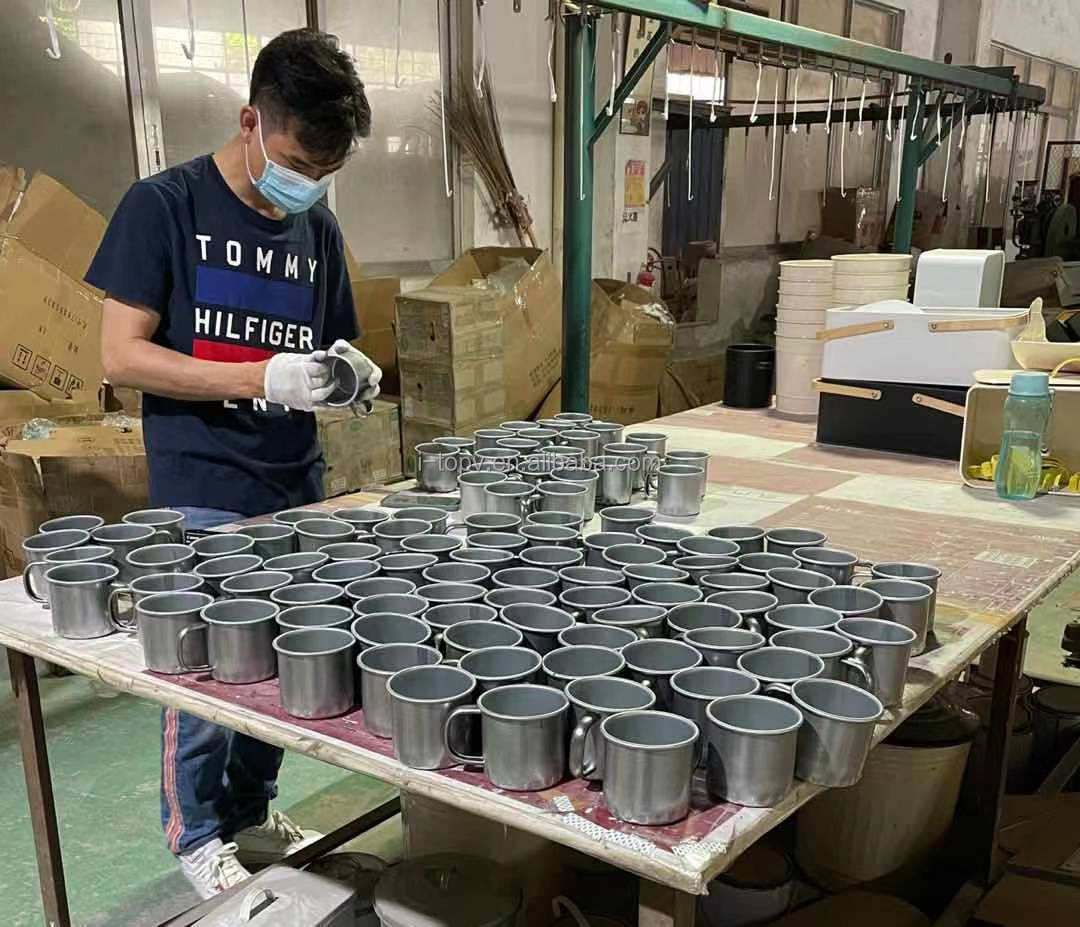 Venta al por mayor vendedora caliente de la taza del té del café de la taza del esmalte que acampa sola taza colorida