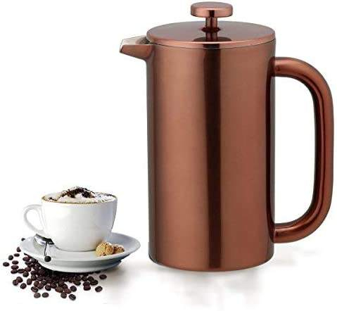 Cafetera francesa de acero inoxidable de doble pared de alta calidad, cafetera casera
