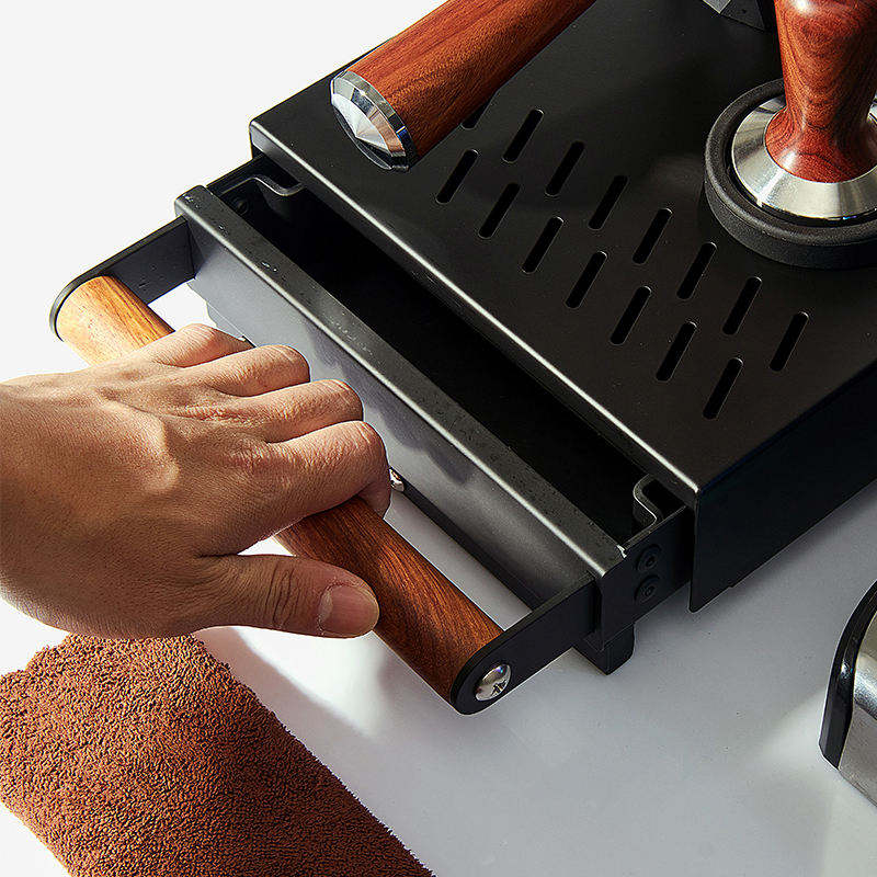 Barista Style Espresso Long Coffee Knock Bin Accesorios Cajón Acero inoxidable Knock Box Negro