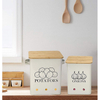 Recipiente de almacenamiento de alimentos con tapa de bambú y orificio de almacenamiento de lata de aireación para patatas, cebollas y juegos de recipientes de ajo para mostrador de cocina