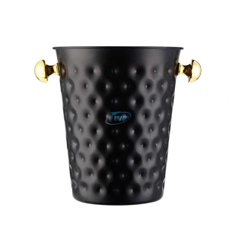 Cubo de bebida de Metal martillado de 4 cuartos de galón, cubo de hielo aislado más largo con asa para champán y vino