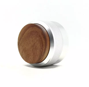 Distribuidor de café de 58 mm, distribuidor de café de acero inoxidable, decoración de nogal, distribuidor de café de altura ajustable con madera