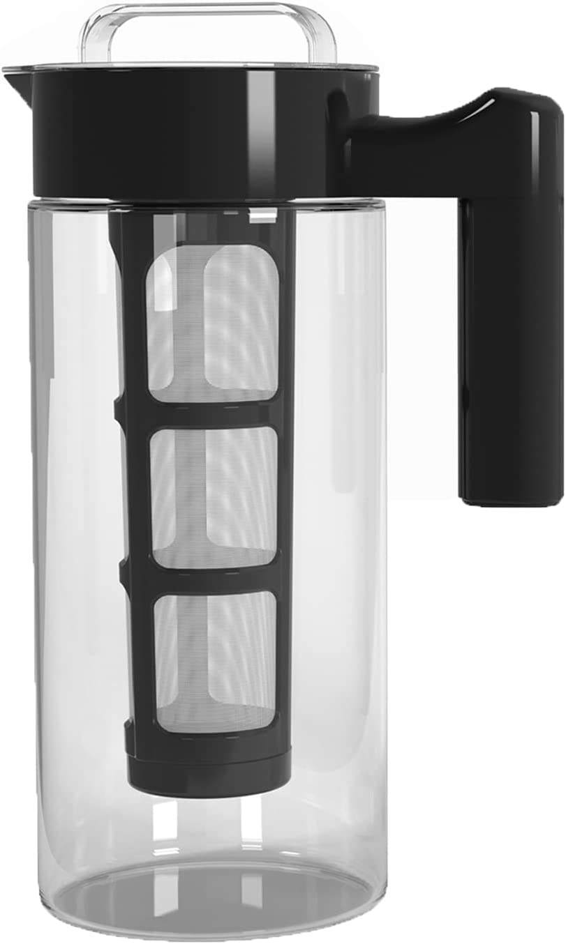 Respetuoso con el medio ambiente, sin BPA, venta al por mayor, 1300ml, vidrio transparente de borosilicato, jarra para café frío con infusor extraíble