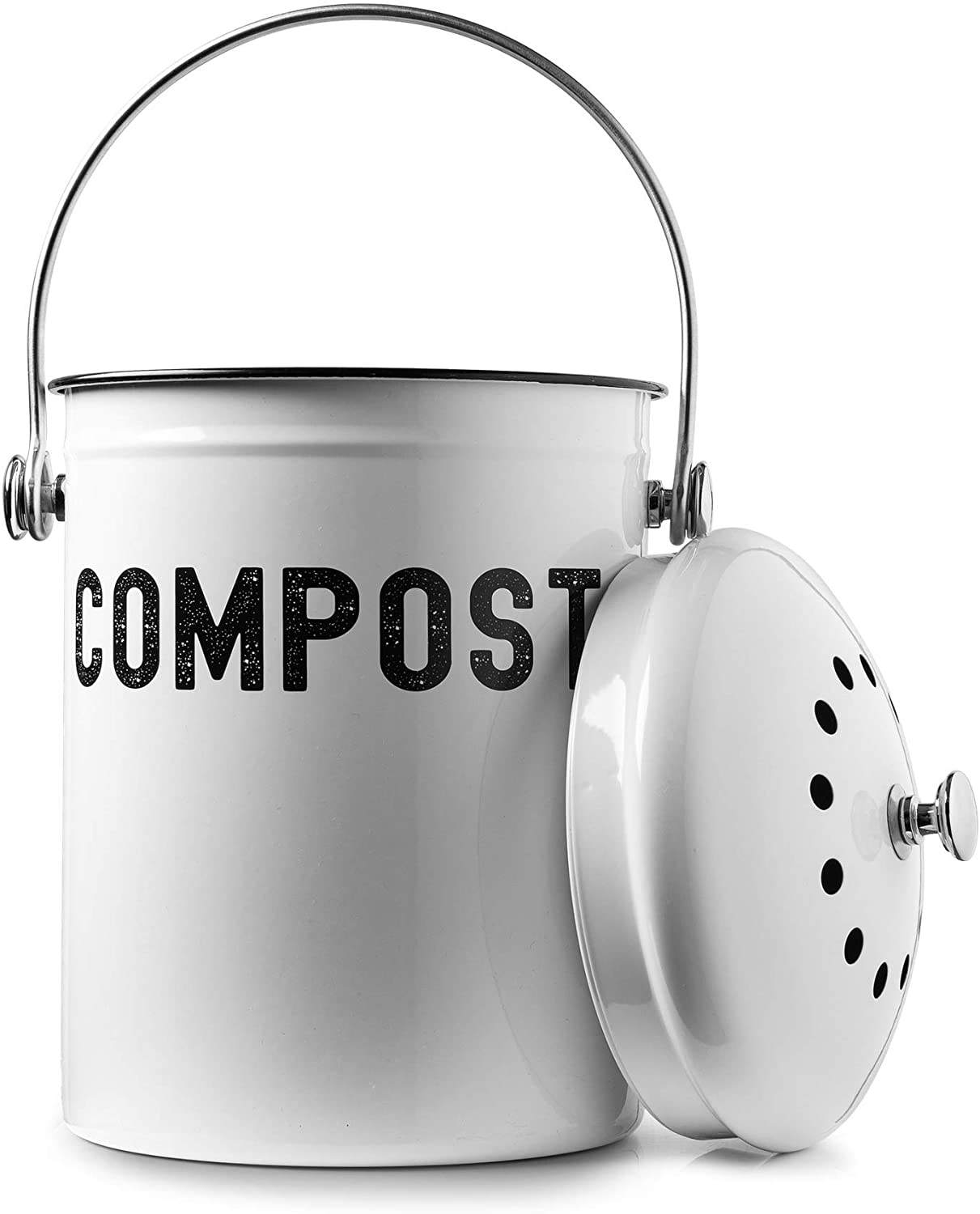 Cubo de basura para abono, mostrador de cocina, cocina interior de 1,3 galones, cubo de basura de Metal de zinc Gavinizational con tapa sellada