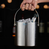 Enfriador portátil de 3L, cubo de hielo para vino y champán, cubo de hielo de acero inoxidable de doble pared con pinzas y tapa gruesa