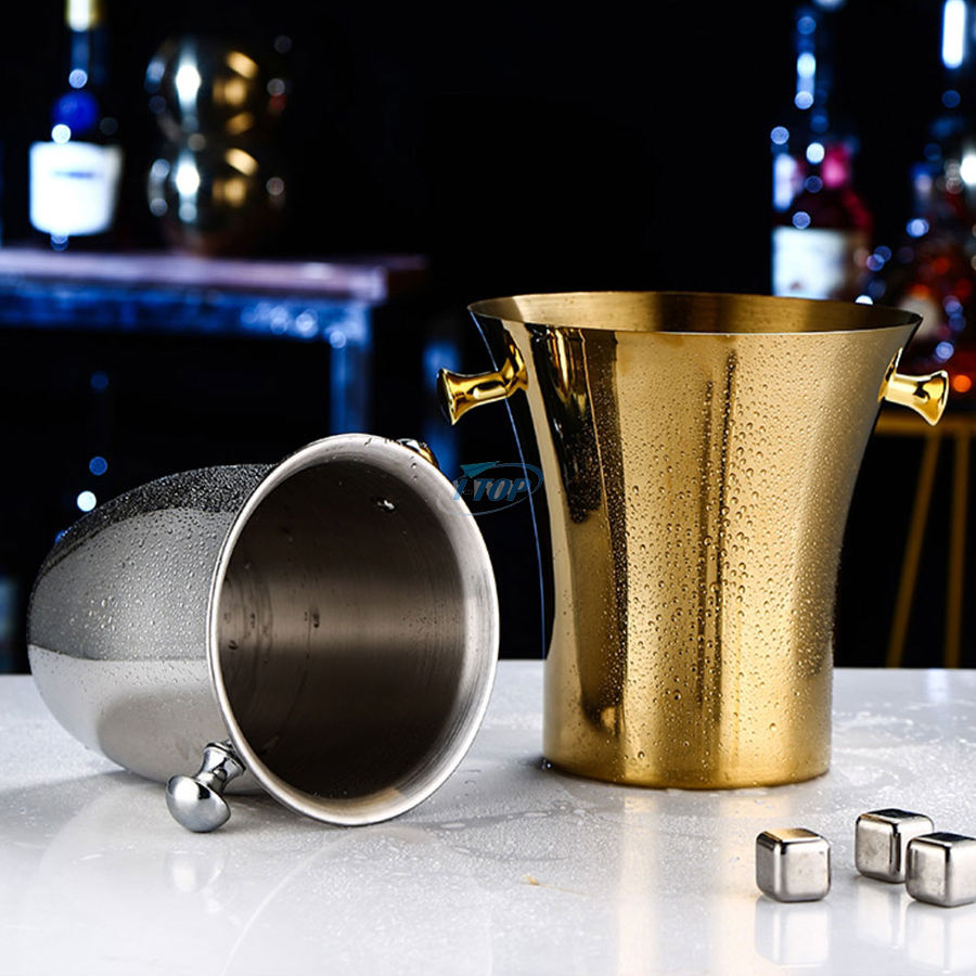 Herramientas de Bar, enfriador de barril de cerveza portátil, cubo de vino de champán, cubo de hielo de acero inoxidable de doble pared para reunión de Buffet al aire libre