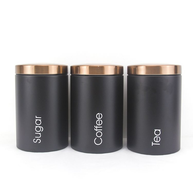 Tarro de almacenamiento de alimentos de cocina con revestimiento de acero inoxidable personalizado, juegos herméticos de bote de azúcar para café y té