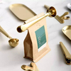 Cuchara medidora de colores, cuchara de café de Metal de grado alimenticio, cuchara medidora de café de acero inoxidable dorado con Clip de sellado