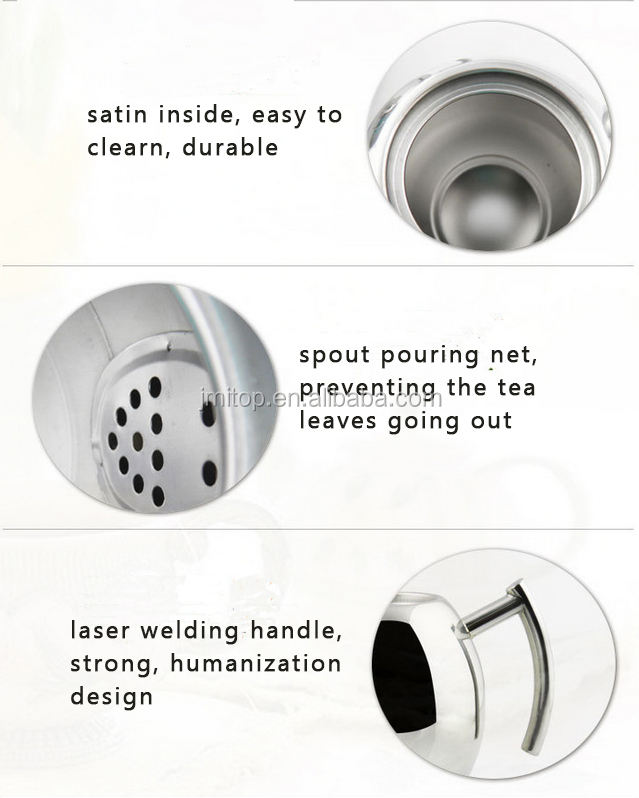 Tetera de acero inoxidable de doble pared de 1,2 l Mantiene el té caliente durante mucho tiempo con el infusor de té Tetera